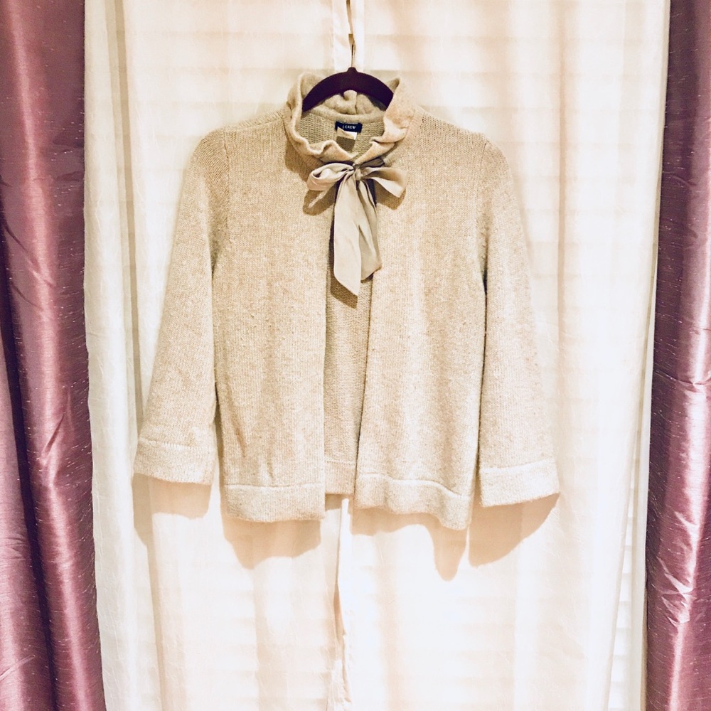 Jcrew | Grey Warm Silk Sash Wool Cashmere Cardigan